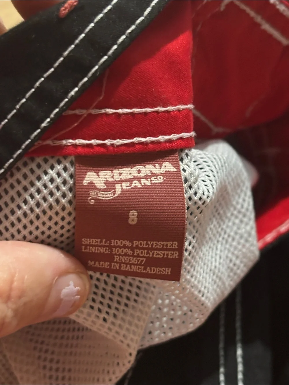 Arizona Jean Company Black Swim Trunks with Red and White Panels